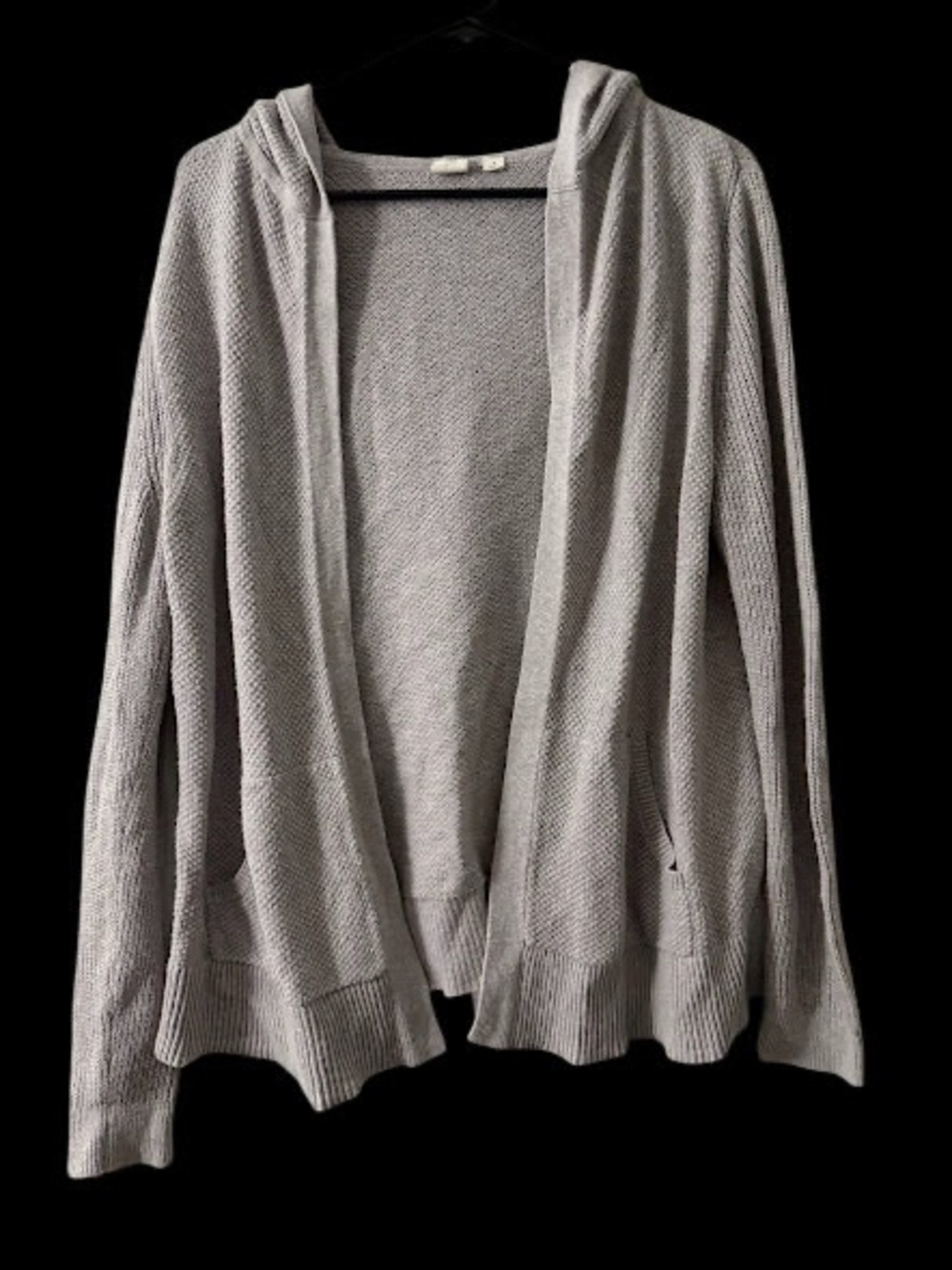 GAP Size Small Womens Open Front Cardigan Sweater Hooded Light Grey Heather Used